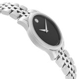 Movado Museum Classic Black Dial Silver Steel Strap Watch For Women - 0606505 Authentic Buy Shop Now