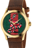 Gucci G Timeless Quartz Two Tone Dial Brown Leather Strap Watch For Men - YA126451B Authentic Buy Shop Now