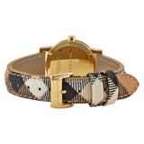 Burberry The City Gold Dial Haymarket Brown Leather Strap Watch for Women - BU9219 Authentic Buy Shop Now