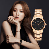 Daniel Wellington Iconic Link Black Dial Rose Gold Steel Strap Watch for Women - DW00100212 Authentic Buy Shop Now