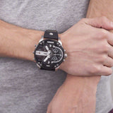 Diesel Mr Daddy Chronograph Black Dial Black Leather Strap Watch For Men - DZ7313 Authentic Buy Shop Now