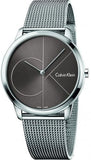 Calvin Klein Minimal Black Dial Silver Mesh Bracelet Watch for Men - K3M21123 Authentic Buy Shop Now