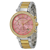 Michael Kors Parker Pink Dial Two Tone Steel Strap Watch for Women - MK6140 Authentic Buy Shop Now