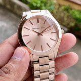 Michael Kors Slim Runway Rose Gold Dial Rose Gold Steel Strap Watch for Women - MK3513 Authentic Buy Shop Now