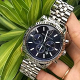 Michael Kors Lexington Chronograph Blue Dial Silver Steel Strap Watch for Men - MK8280 Authentic Buy Shop Now