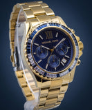 Michael Kors Everest Chronograph Blue Dial Gold Steel Strap Watch For Women - MK6971 Authentic Buy Shop Now