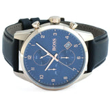 Hugo Boss Skymaster Chronograph Blue Dial Black Leather Strap Watch for Men - 1513783 Authentic Buy Shop Now