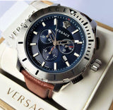 Versace Casual Chronograph Blue Dial Brown Leather Strap Watch for Men - VERG002-18 Authentic Buy Shop Now