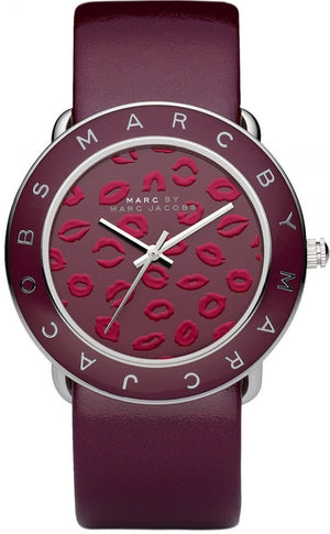 Marc Jacobs Amy Red Dial Burgundy Leather Strap Watch for Women - MBM1162 Authentic Buy Shop Now