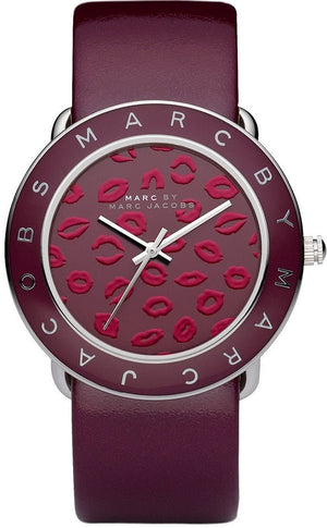 Marc Jacobs Amy Red Dial Burgundy Leather Strap Watch for Women - MBM1162 Authentic Buy Shop Now