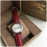 Burberry The City Silver Dial Red Leather Strap Watch for Women - BU9129 Authentic Buy Shop Now