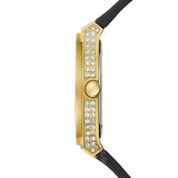 Guess Princess Crystals Gold Dial Black Silicone Strap Watch For Women - GW0439L2 Authentic Buy Shop Now