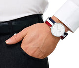 Daniel Wellington Classic Cambridge White Dial Two Tone Nylon Strap Watch For Men - DW00100017 Authentic Buy Shop Now