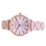 Emporio Armani Classic White Dial Beige Leather Strap Watch For Women - AR11008 Authentic Buy Shop Now
