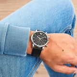 Emporio Armani Luigi Chronograph Black Dial Black Leather Watch For Men - AR1828 Authentic Buy Shop Now
