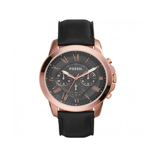 Fossil Grant Chronograph Grey Dial Black Leather Strap Watch for Men - FS5085 Authentic Buy Shop Now