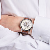 Fossil Grant Automatic Beige Skeleton Dial Brown Leather Strap Watch for Men - ME3099 Authentic Buy Shop Now