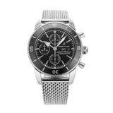 Breitling Superocean Heritage Chronograph 44 Black Dial Silver Mesh Bracelet Watch for Men - A13313121B1A1 Authentic Buy Shop Now