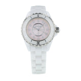 Chanel J12 Quartz Diamonds Pink Dial White Steel Strap Watch for Women - J12 H5513 Authentic Buy Shop Now
