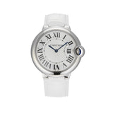 Cartier Ballon Bleu de Cartier Silver Dial White Leather Strap Watch for Women - W6920087 Authentic Buy Shop Now
