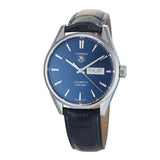 Tag Heuer Carrera Calibre 5 Automatic Blue Dial Blue Leather Strap Watch for Men - WAR201E.FC6292 Authentic Buy Shop Now