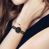 Daniel Wellington Classic Petite Sheffield Black Dial Black Leather Strap Watch For Women - DW00100224 Authentic Buy Shop Now