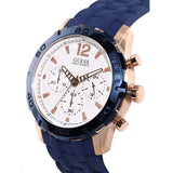 Guess Caliber Chronograph White Dial Blue Silicone Strap Watch for Men - W0864G5 Authentic Buy Shop Now