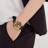 Guess G Twist Gold Dial Black Leather Strap Watch for Women - W0911L3 Authentic Buy Shop Now