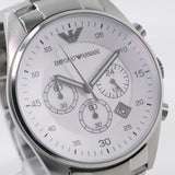 Emporio Armani Sportivo Chronograph Silver Dial Silver Steel Strap Watch For Men - AR5963 Authentic Buy Shop Now