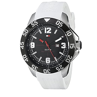 Tommy Hilfiger Sport Black Dial White Rubber Strap Watch for Men - 1790986 Authentic Buy Shop Now