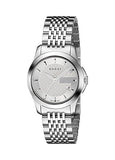 Gucci G Timeless Silver Dial Silver Steel Strap Watch For Women - YA126501 Authentic Buy Shop Now