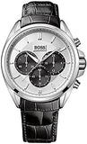 Hugo Boss Casual Chronograph Silver Dial Black Leather Strap Watch For Men - HB1512880 Authentic Buy Shop Now