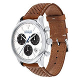 Movado Heritage Calendoplan Chronograph White Dial Brown Leather Strap Watch for Men - 3650008 Authentic Buy Shop Now