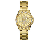 Guess Sassy Analog Quartz Gold Dial Gold Steel Strap Watch For Women - W0705L2 Authentic Buy Shop Now