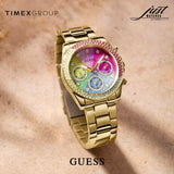 Guess Sugarrush Quartz Multicolor Dial Gold Steel Strap Watch For Women - GW0258L1 Authentic Buy Shop Now