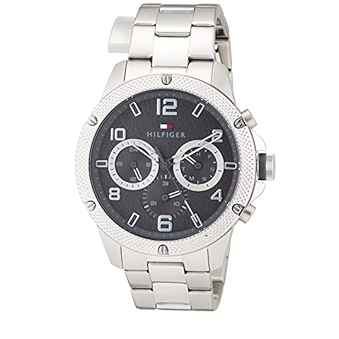 Tommy Hilfiger Blaze Chronograph Black Dial Silver Steel Strap Watch For Men - 1792029 Authentic Buy Shop Now