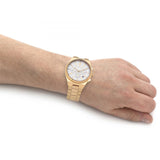 Michael Kors Lennox Chronograph White Dial Gold Steel Strap Watch For Men - MK9120 Authentic Buy Shop Now