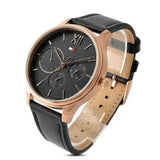 Tommy Hilfiger Damon Quartz Black Dial Black Leather Strap Watch for Men - 1791419 Authentic Buy Shop Now
