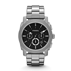 Fossil Machine Chronograph Black Dial Silver Steel Strap Watch for Men - FS4776 Authentic Buy Shop Now