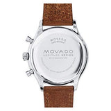 Movado Heritage Calendoplan Chronograph White Dial Brown Leather Strap Watch for Men - 3650008 Authentic Buy Shop Now