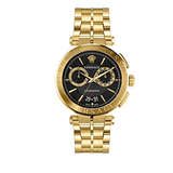 Versace Aion Chronograph Black Dial Gold Steel Strap Watch For Men - VE1D01721 Authentic Buy Shop Now