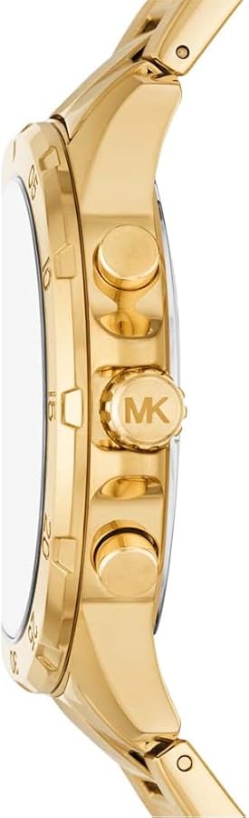 Michael Kors Greyson Chronograph Black Dial Gold Steel Strap Watch For Men - MK9108 Authentic Buy Shop Now
