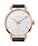 Calvin Klein Even White Dial Black Leather Strap Watch for Women - K7B216C6 Authentic Buy Shop Now