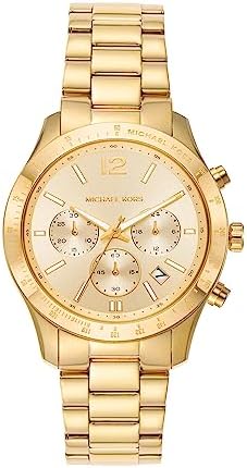 Michael Kors Berkley Chronograph Gold Dial Gold Steel Strap Watch For Women - MK7411 Authentic Buy Shop Now