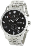 Hugo Boss Aeroliner Chronograph Quartz Black Dial Silver Steel Strap Watch For Men - HB1512446 Authentic Buy Shop Now