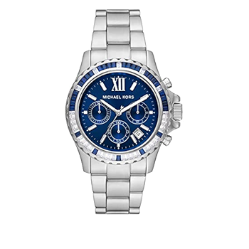 Michael Kors Everest Chronograph Blue Dial Silver Steel Strap Watch For Women - MK7237 Authentic Buy Shop Now