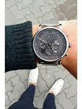 Tommy Hilfiger Evan Grey Dial Silver Mesh Bracelet Watch for Men - 1710396 Authentic Buy Shop Now