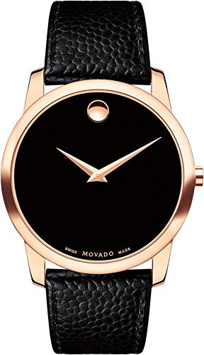 Movado Museum Classic Black Dial Black Leather Strap Watch For Men - 607060 Authentic Buy Shop Now