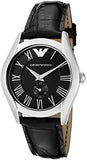 Emporio Armani Velente Black Dial Black Leather Strap Watch For Women - AR0644 Authentic Buy Shop Now