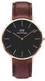 Daniel Wellington Bristol Black Dial Brown Leather Strap Watch For Men - DW00100125 Authentic Buy Shop Now